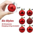thumbnail image 2 of BR Juego surtido de 36 bolas de Navidad irrompibles con colgante para decoración de árbol de Navidad, colgantes para fiesta de boda (azul real, 4 cm), 2 of 5
