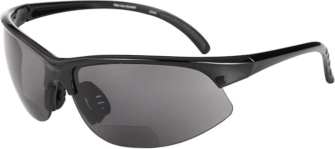 2 Pair of Unisex Bifocal Sport Wrap Sunglasses - Outdoor Reading Sunglasses - Polarized Black - 2.50