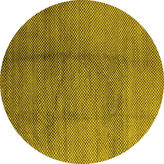 Ahgly Company Indoor Round Solid Yellow Modern Area Rugs, 7' Round