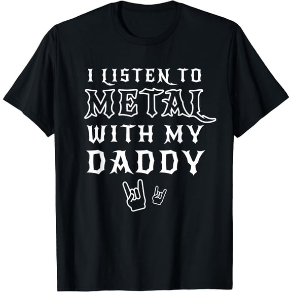 I Listen To Metal With My Daddy T Shirt for Kids Rock Gift