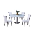thumbnail image 2 of Milan Talia Dining Set with Extendable White Glass Table & White Tufted Chairs, 2 of 15