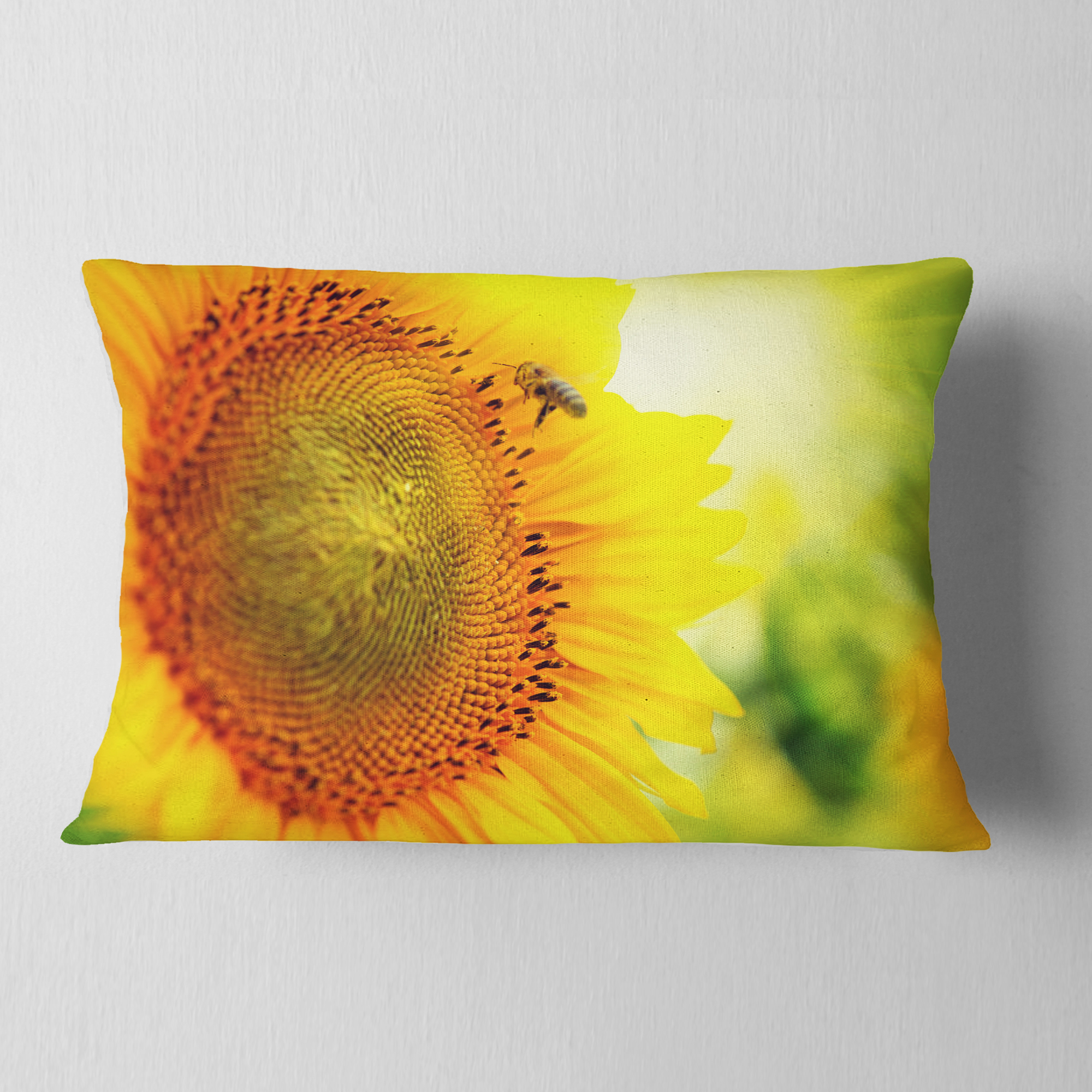Designart Sunflower Blooming on Field - Animal Throw Pillow - 12x20