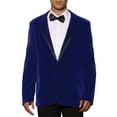 thumbnail image 1 of Blazer de terciopelo INSPIRE CHIC para hombre, corte slim, de un solo botón y con solapa de muesca, azul real L, 1 of 5
