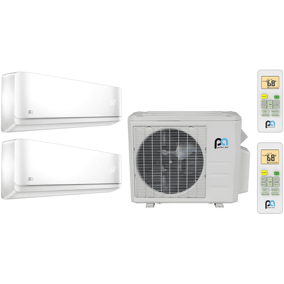 Perfect Aire 18,000 BTU Multi-Zone Mini-Split AC/Heat Pump Outdoor Unit (3PAMSH18-MZO2) With Two 12,000 BTU (3PAMSHH12-UVW) Indoor Air Handler Units