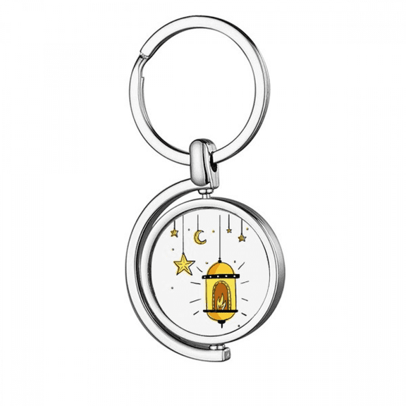 Cartoon Simple Geometric Shapes Pattern Rotating Keychain Metal Keyring Holder