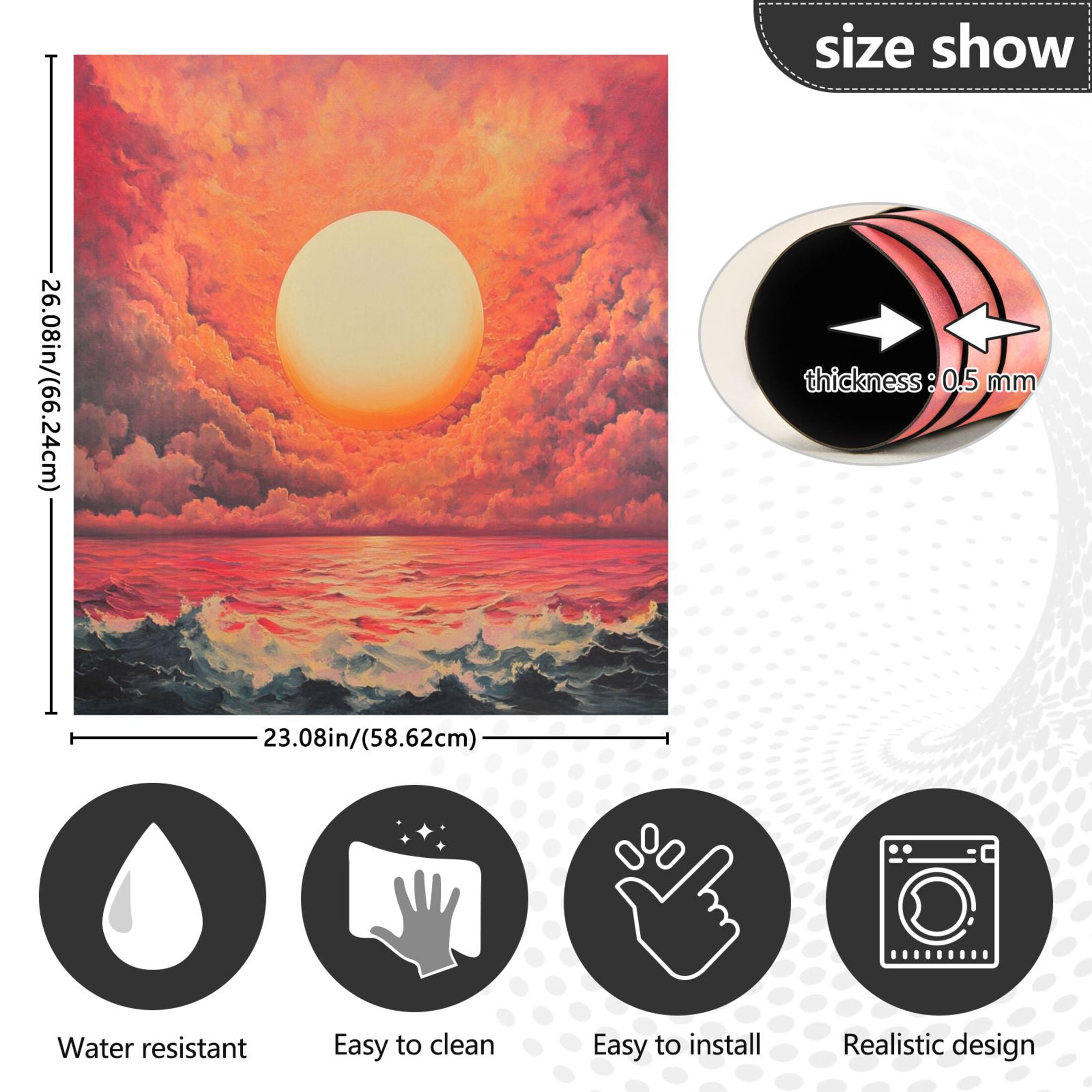Dishwasher Magnetic Sticker 23x26 Inch Refrigerator Magnetic Sticker Washing Machine Magnetic Sticker Kitchen Panel Magnetic Sticker Home Decor Orange Pretty Sun