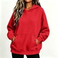thumbnail image 3 of SYwaren Women's Casual Hoodies Solid Color Long Sleeve Button Pocket Loose Fit Pullover Sweatshirt, 3 of 8