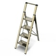 thumbnail image 1 of GameGem 4 Step Ladder, Folding Step Stool with Anti-Slip and Wide Pedal, Gold Ladder with Handgrip, Lightweight Aluminum Space Saving Stepladder for Home and Kitchen, 330 lbs Capacity, 1 of 2