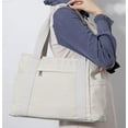 thumbnail image 2 of PIKADINGNIS Women's Canvas Tote Bag Purse Retro Large Size Corduroy Shoulder Bags Messenger Multi-pockets Hobo Handbag Zip Closure, 2 of 5