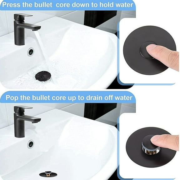Black Bathroom Sink Plug Filter Universal Wash Basin Core Push Plug Bounce PopUp Stopper Basin Sink Drain Filter Brass