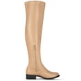 thumbnail image 3 of BLISSFUL STEP Women's Round Toe Block Heel Over Knee High Boots Nude 11, 3 of 6
