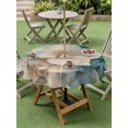thumbnail image 4 of Outdoor Tablecloth with Umbrella Hole for Patio/Picnic/Party/Camping, Vintage Cherry Blossom Waterproof Table Cloth Round Cover Washable, Blue Teal Floral Farmhouse (Dia 54"), 4 of 9