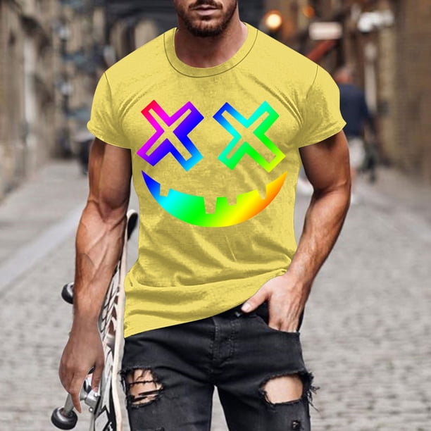 Blusas y camisas de manga corta y cuello redondo para hombre. Blusas/camisetas de manga corta con cuello redondo y estampado de Halloween para hombre. Blusa para hombre.