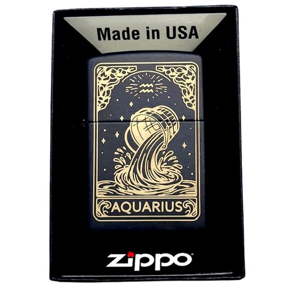 Zippo Lighter - Fireworks and Flag Gold (Aquarius)