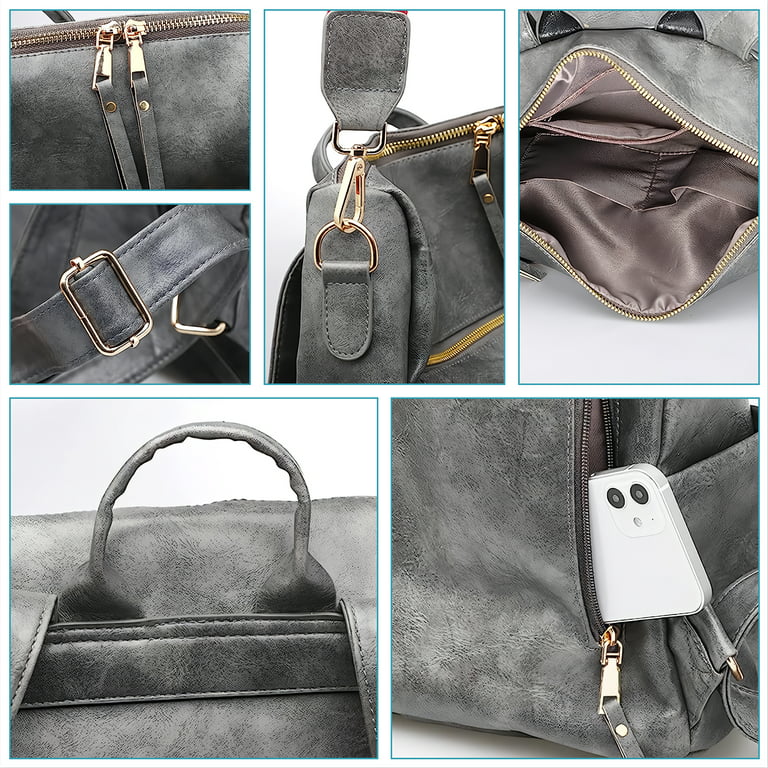 Authentic MCM canvas leather gray blue backpack shoulder bag. Hard to find.