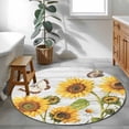thumbnail image 3 of Round Rug 3.3Ft Washable Non-Slip, Yellow Sunflowers Circle Area Rugs for Living Room Bedroom, Vintage Country Flowers Butterfly Wood Board Indoor Floor Mats Carpet Runner for Home Decor Aesthetic, 3 of 8