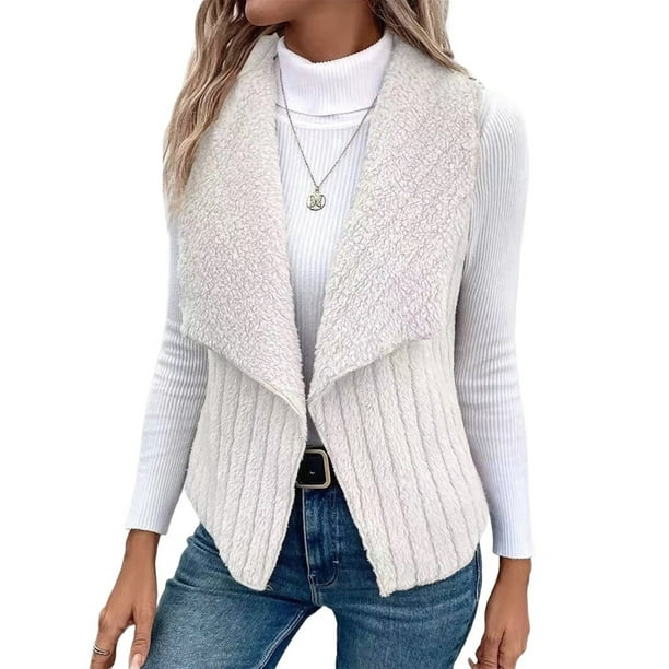 Chaleco Informal Sin Mangas de Felpa para Mujer, Otoño e Invierno, Tipo Cárdigan. XL