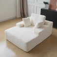 thumbnail image 6 of Magic Home Oversized Chaise Lounge Chair Indoor Furniture with Back Cushion, Pillows, Cloud Plush Corduroy Upholstered Sofa Bed for Living Room, Bedroom, No Assembly Required, Beige, 6 of 11