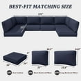 thumbnail image 2 of Pakunoda 14 Pieces Outdoor Replacement Cushions, 5” High-Density Foam Sectional Cushions Couch, 6 Seat Patio Conversation Sets for Rattan Wicker, Liner&Cover, Navy Blue, 2 of 7