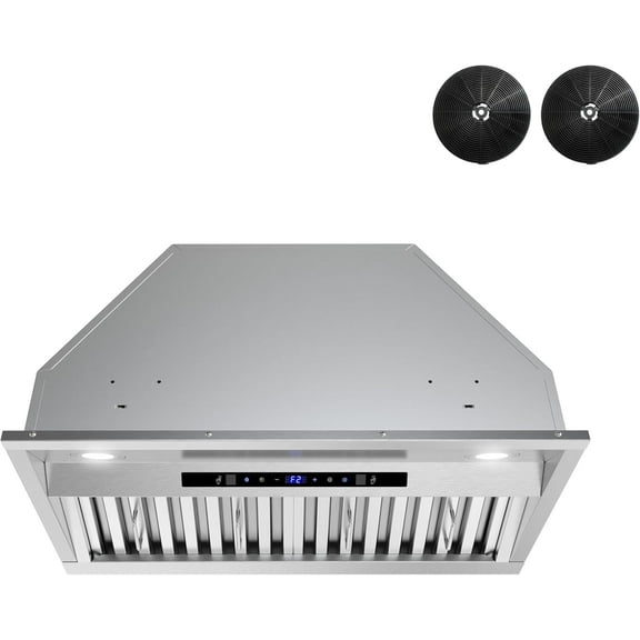 Streamline 28 in. Isnello Ductless Insert 350 CFM Range Hood in Brushed Stainless Steel with Baffle Filters, Touchpad Control, LED Lights