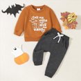 thumbnail image 2 of TOWED22 2pcs Toddler Baby Girl Boy Fall Winter Clothes Print Long Sleeve Sweatshirt Tops Casual Pants Set Little Kids Outfits Clothing(Brown,6-12 M), 2 of 8