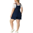thumbnail image 3 of Agnes Orinda Women's Plus Size Ripped Raw Hem Chambray Short Denim Jumpsuit, 3 of 7
