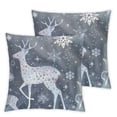 thumbnail image 2 of Nawypu 2 Pack Square Decorative Throw Pillow Cover Pillowcases Deers Xmas Snowflake Soft Pillow Sham Protector Cushion Case for Living Room Couch Sofa Home Decor White, 2 of 6