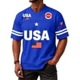 thumbnail image 5 of BRANROY 4th of July Shirts for Men Athletic - USA American Flag V Neck Athletic Top, Lightweight Jersey Shirt for Outdoor Sports, Independence Day, Jogging,Blue M, 5 of 6
