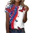 thumbnail image 2 of Cavosen Red White and Blue Tops for Women Petite Patriotic Short Sleeve Round Neck Shirts American Flag Print Shirts Lady XL Independence Day Casual Tops 4th of July Tunic Tees Patriotic Blouses, 2 of 5
