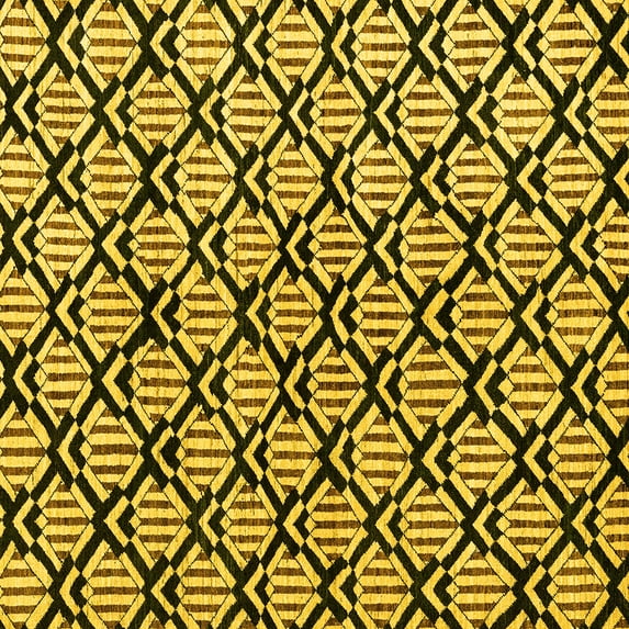 Ahgly Company Indoor Square Abstract Yellow Modern Area Rugs, 7' Square