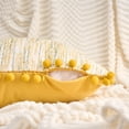 thumbnail image 3 of REGALWOVEN Pack of 2 Chenille Throw Pillow Covers, Boho Decorative Pillow Cases with Pom-poms for Farmhouse Living Room Sofa Yellow 20" x 12", 3 of 6
