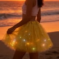 thumbnail image 4 of POIUYTR Women's Light Up Layered Skirts Summer Sparkly Sequin Elastic Waist Mesh Mini Skirt Party Costume Skirts, 4 of 5