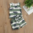 thumbnail image 2 of YDFCWXW Toddler Boy Clothes Summer Outfit Dinosaur Letter Cotton Tops+Grey Elastic Shorts 2pcs (Green, 18-24 Months), 2 of 6