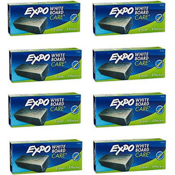 Expo 81505 Block Eraser Dry Erase Whiteboard Board Eraser, Soft Pile, 5 1/8 W x 1 1/4 H - Pack of 8