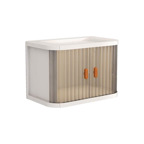 Stackable Collapsible Storage Box With Roll-Up Door, Plastic Desktop Drawer Organizer Box For Home Office Storage Bin(10.55x7.17x6.42in)