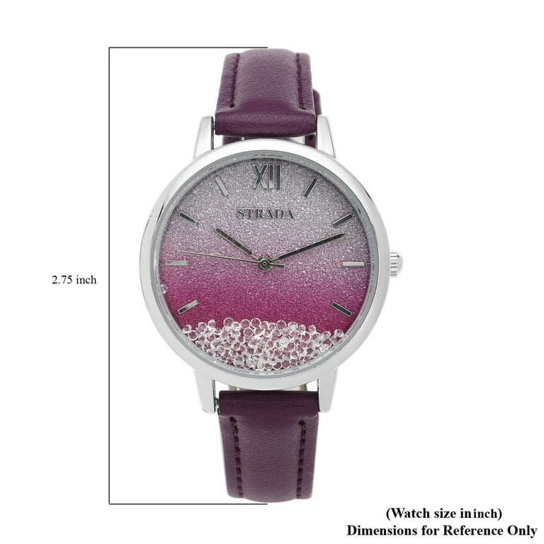 Shop LC Strada Crystal Japanese Movement Stardust Dial Watch in Purple Color Faux Leather Strap 34.79mm 5.5 7.25 inches Birthday Gifts Walmart