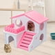 thumbnail image 4 of Nido De Hámster Casa de hámster para mascotas con escalera, nido, cabaña de troncos, juguetes para dormir de animales (rosa), 4 of 4