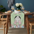 thumbnail image 2 of Easter Bunny Table Runner - 108 Inch Long, Kitchen Dining Table Runner Dresser Scarves, Colorful Eggs Cute Rabbit Green Country Wooden Farmhouse Decor for Coffee Tables Wedding Party Banquet, 2 of 5