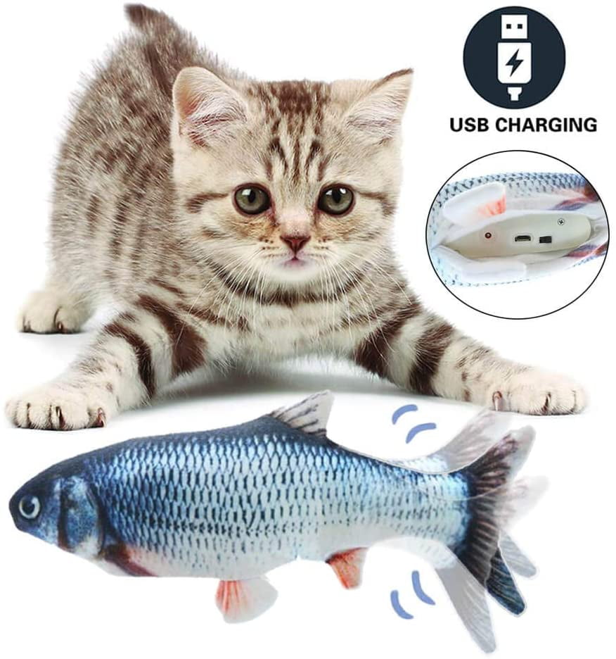 10.5" Electric Flopping Fish, Moving Cat Kicker Fish Toy, Realistic