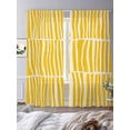 thumbnail image 4 of Yellow Striped Semi Sheer Curtains 108 Inch Length 2 Panels Set, Modern Geometric Abstract Retro Sheer Kitchen Curtain Privacy Voile Window Curtain for Living Room Bedroom Rod Pocket Drapes, 4 of 7