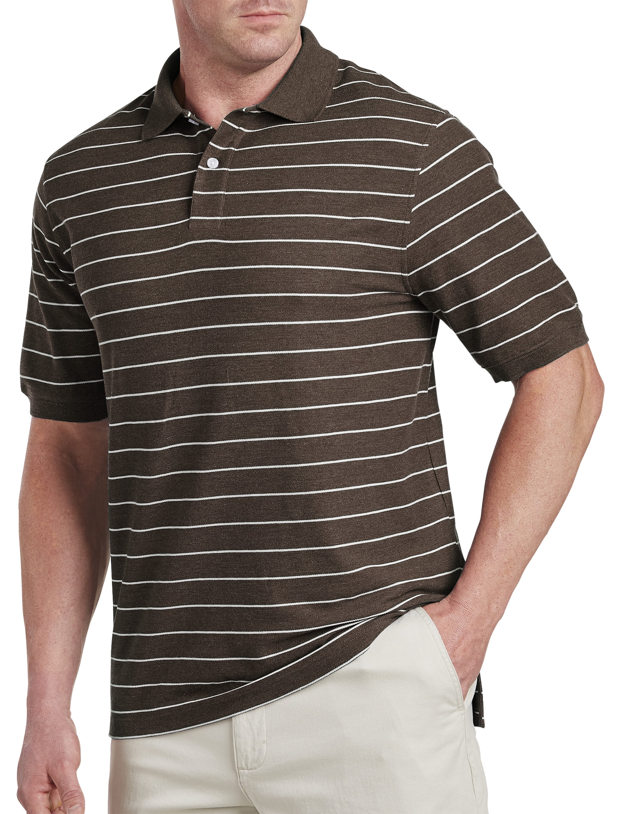 Harbor Bay by DXL Big and Tall Men's Heather Stripe Polo Shirt, Brown, 5X-Tall - Walmart.com