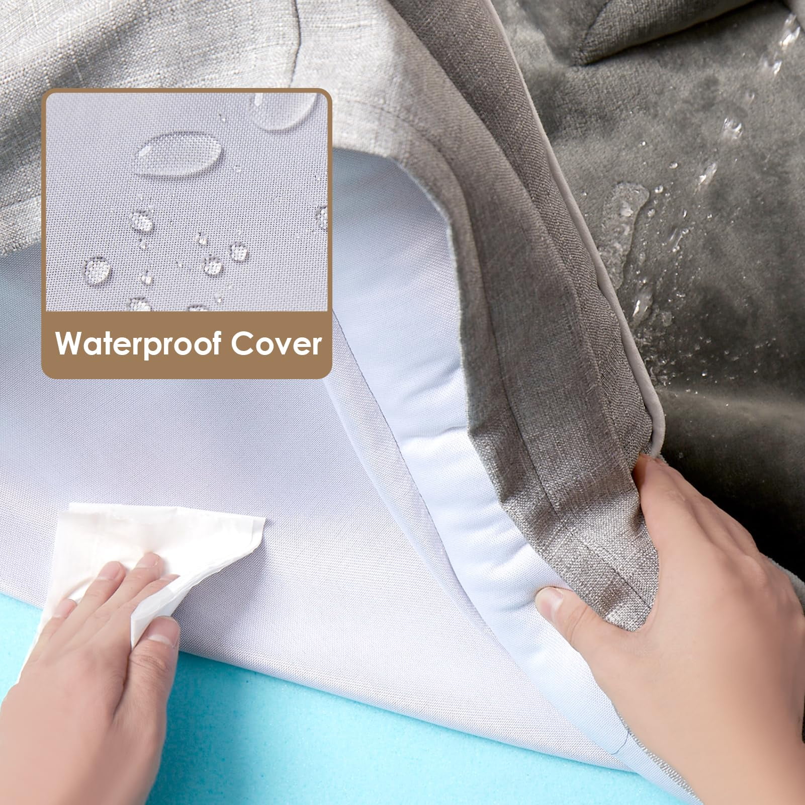 LosFong Orthopedic Dog Bed for Small Dogs, Waterproof Memory Foam Small Pet Beds with Sides, Non-Slip Bottom and Egg-Crate Foam Medium Dog Couch Sofa Bed with Washable Removable Cover, Grey