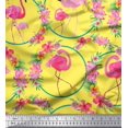 thumbnail image 1 of Soimoi Polyester Crepe Fabric Floral Wreath & Flamingo Bird Print Fabric by The Yard 52 Inch Wide, 1 of 5