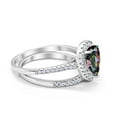 thumbnail image 3 of Pear Teardrop Bridal Set Ring Rainbow CZ 925 Sterling Silver Size 10, 3 of 3
