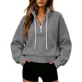 thumbnail image 6 of Horkkom Mock Neck Sweatshirt for Women Casual Trendy Drawstring Tops Quarter Zip Pullover Fall Sweatshirts L, 6 of 8