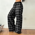 thumbnail image 2 of SwiftWear Women's Plus Size Plaid Wide Leg Pants Loose Fit Lounge Pants with Drawstring Waist & Pockets Soft Stretch Casual Trousers, 2 of 9