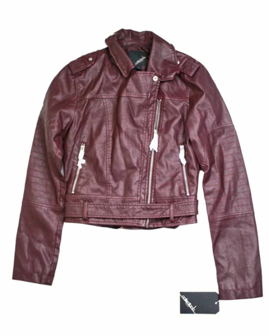 Collection B Collection B Juniors Faux Leather Belted Moto Jacket Wine Size Medium Walmart Com Walmart Com