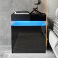 thumbnail image 3 of Hommpa Modern Nightstand with LED Lights High Gloss Bedside Table with 2 Drawers Smart Night Stands Black End Side Table for Bedroom Living Room Home Furniture, 3 of 12