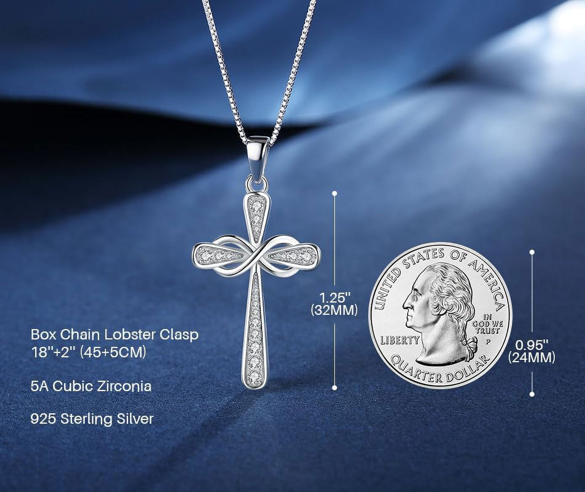 925 Sterling Silver Cross Necklace for Women Big Faith Infinity