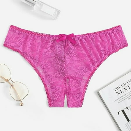 Clearance Sale! Panties for Women High Waist 1Pc Women Plus Floral Underwear Brief Crotchless Lace Panty Womens Panties Hot Pink Xxl